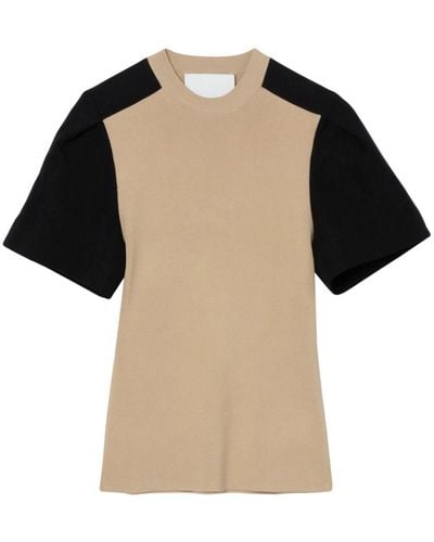 3.1 Phillip Lim バイカラー ニットtシャツ - ブラック