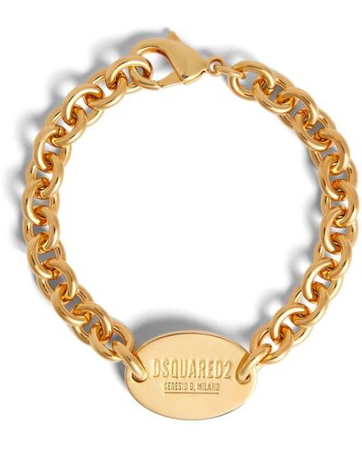 DSquared² Bracelet en chaîne à logo gravé - Métallisé