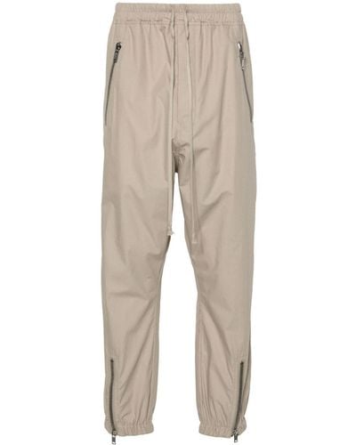 Rick Owens Tapered Organic Cotton Track Trousers - Natural