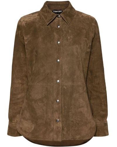 Tom Ford Long-sleeve Suede Shirt - Brown