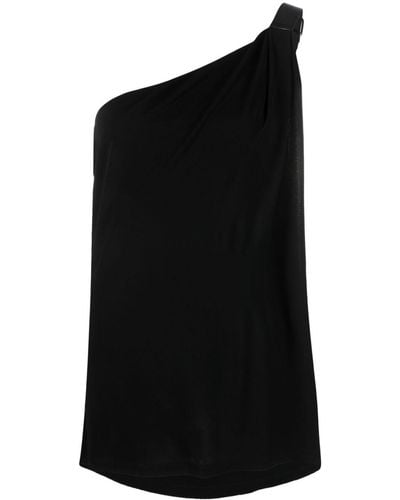 Alberta Ferretti Buckle-fastening One-shoulder Top - Black