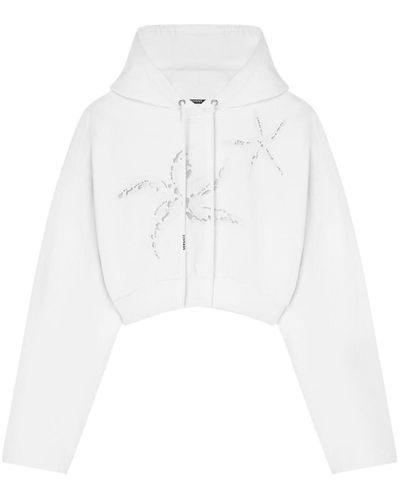Versace Perforated-detail Cropped Hoodie - White