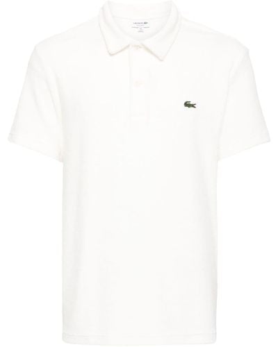 Lacoste Fluwelen Poloshirt Met Logo-applicatie - Wit