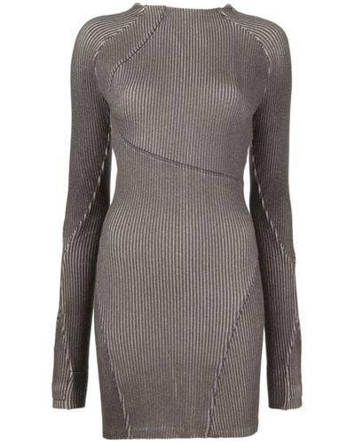 Hyein Seo Round-neck Ribbed Mini Dress - Gray