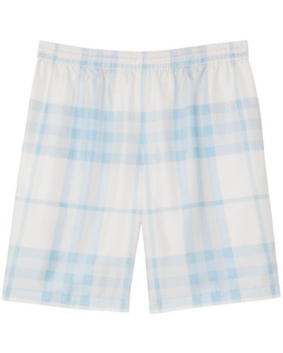 Burberry Geruite Shorts - Blauw