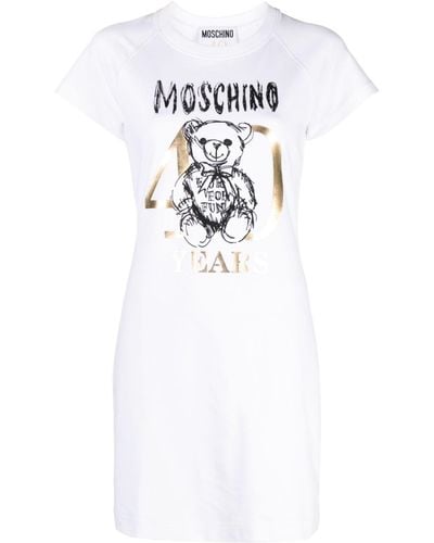 Moschino T-Shirt-Kleid mit Teddy-Motiv - Weiß
