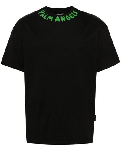 Palm Angels Camiseta de algodón con logo - Negro