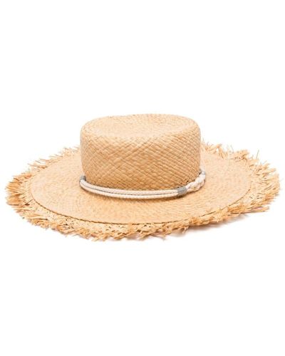Peserico Bead-embellishment Raffia Hat - Natural