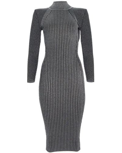 retroféte Aylin Ribbed-knit Midi Dress - Grey