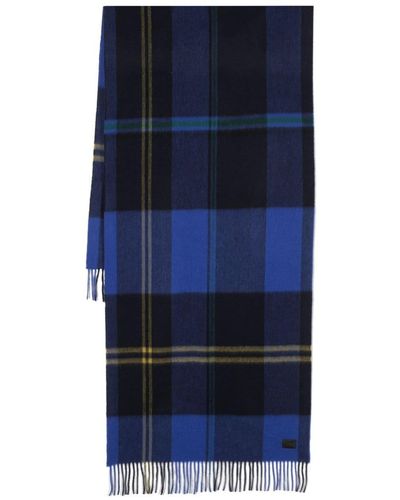 Paul Smith Checked Scarf - Blue