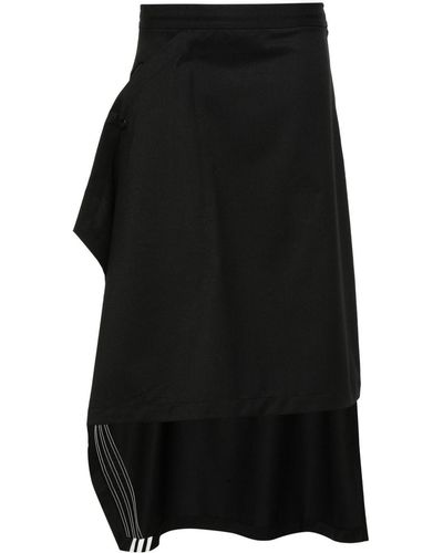 Y-3 3-Stripes-Logo Asymmetric Skirt - Black
