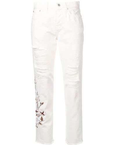 Off-White c/o Virgil Abloh Distressed Flowers Jeans - White