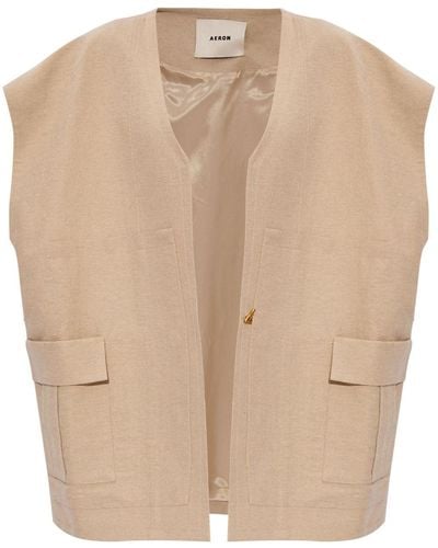 Aeron Clearwater Open-front Waistcoat - Natural