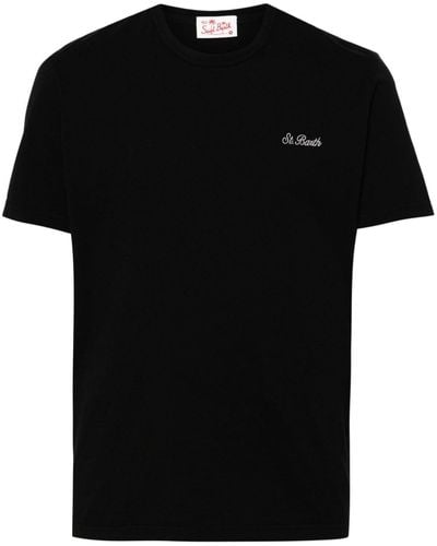 Mc2 Saint Barth Logo-embroidered Cotton T-shirt - Black