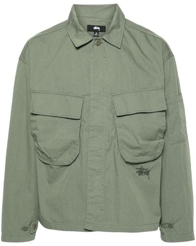 Stussy Embroidered-logo Shirt Jacket - Green