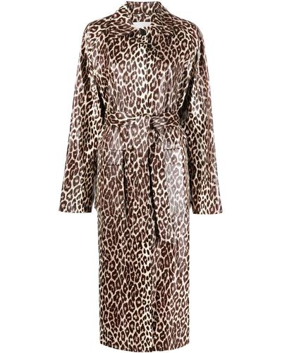 Jil Sander Leopard-print Belted Coat - Brown
