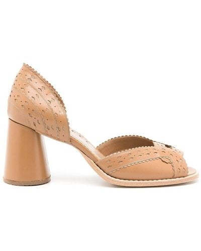 Sarah Chofakian Secret Garden Peep-toe Court Shoes - Brown