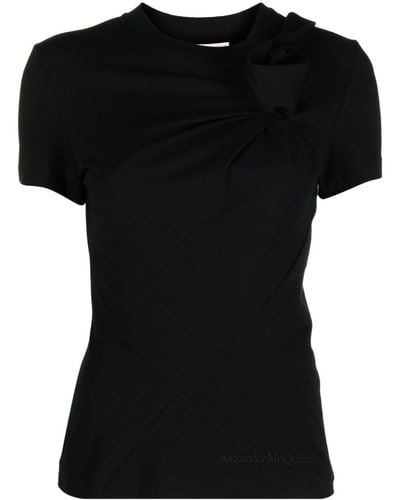 Alexander McQueen Faux-flower Twisted T-shirt - Black