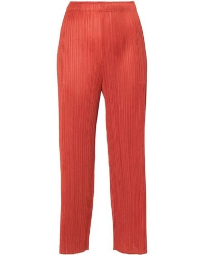 Pleats Please Issey Miyake Monthly Colors: April Straight-leg Trousers - Red