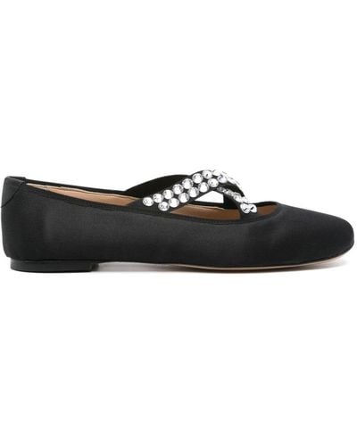 Casadei Satin Gem-embellished Ballerina Shoes - Black