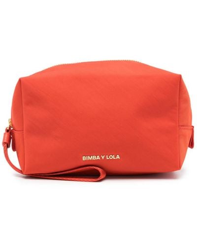 Bimba Y Lola Medium Logo-lettering Makeup Bag - Red