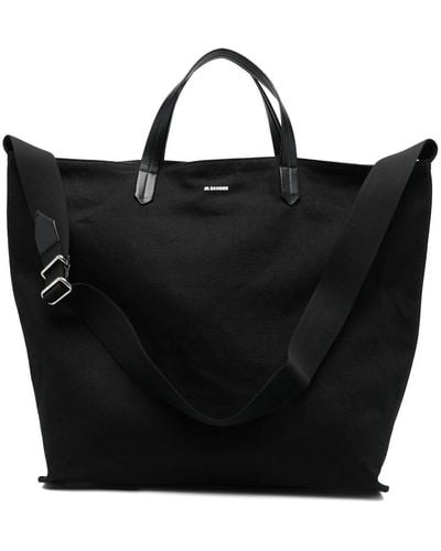 Jil Sander Bolso shopper con logo estampado - Negro