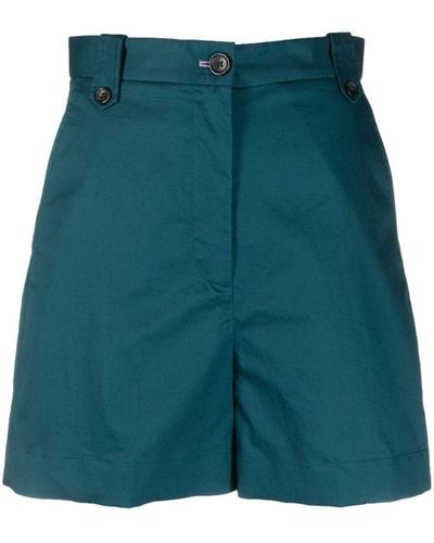 PS by Paul Smith Cotton High-waisted Shorts - Green