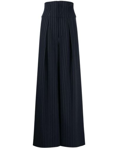 Cynthia Rowley Pinstripe-pattern Wide-leg Trousers - Blue