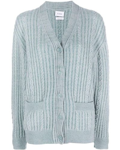 Barrie V-neck Cable-knit Cardigan - Blue