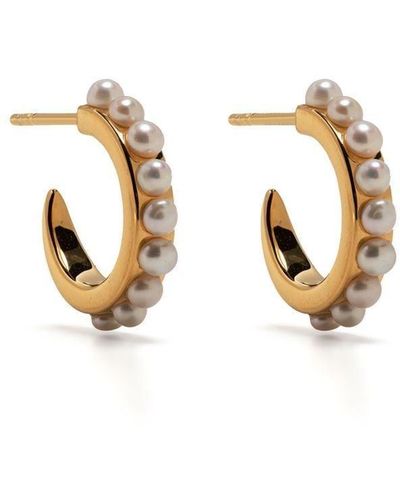 Rachel Jackson Pearl-detail Hoop Earring - Metallic