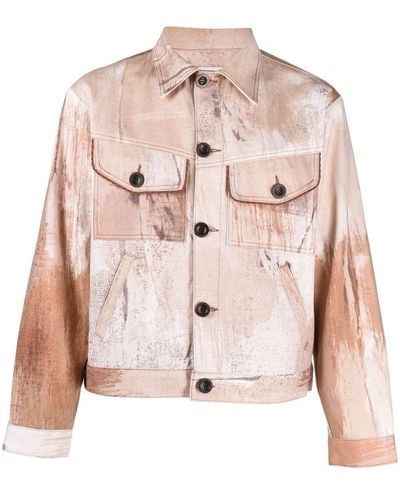 ANDERSSON BELL Abstract-print Denim Jacket - Pink