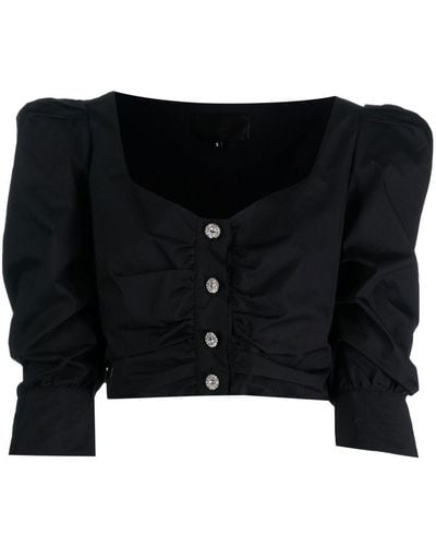 Philipp Plein Cropped Cotton Shirt - Black