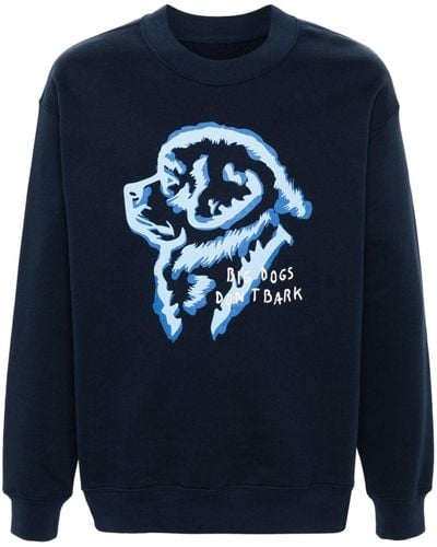 Fay X Pietro Terzini Sweatshirt mit Hunde-Print - Blau