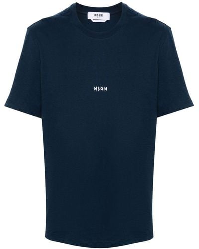 MSGM Logo-printed Cotton T-shirt - Blue