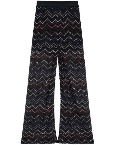 Missoni Sequin-embellished Zigzag Flared Trousers - Blue
