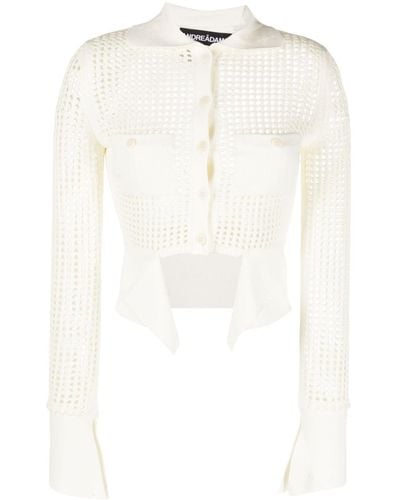 ANDREADAMO Open-knit Panelled Cardigan - White