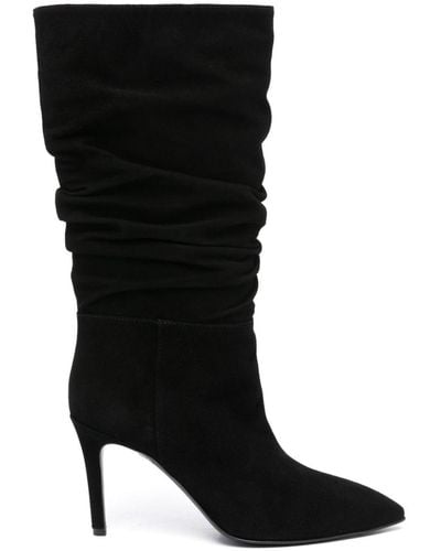 Via Roma 15 Ruched Suede Boots - Black
