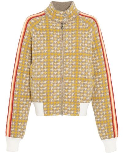 Barrie Houndstooth-pattern Bomber Jacket - Yellow