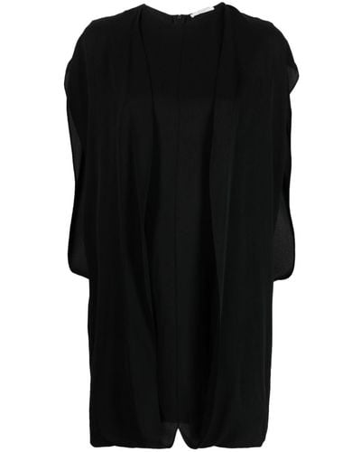The Row Draped Silk Mini Dress - Black