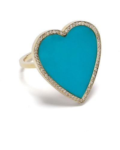 Jennifer Meyer Bague cœur en or 18ct ornée de turquoise et de diamants - Métallisé