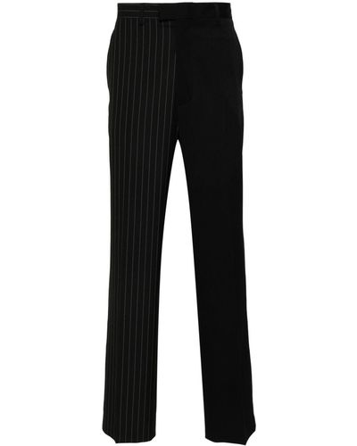 MM6 by Maison Martin Margiela Straight Pinstriped Trousers - Black