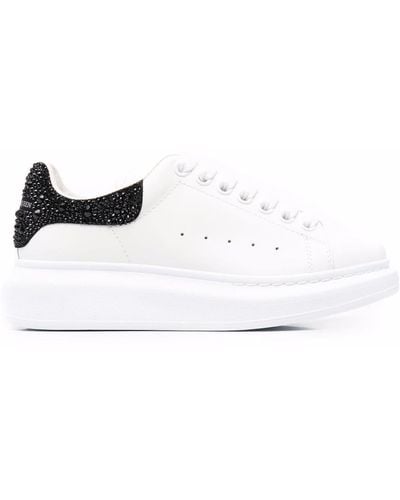 Alexander McQueen Oversize Sneakers With Strass Black Spoiler - White