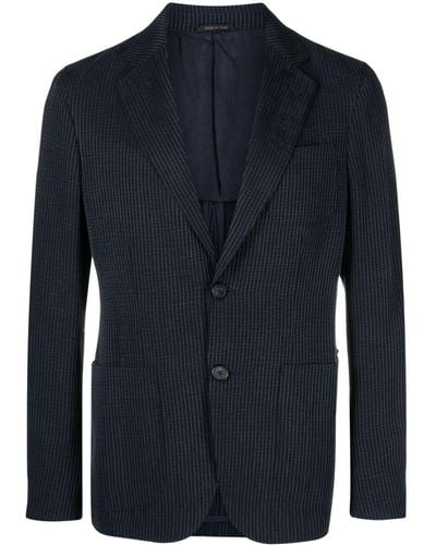 Giorgio Armani Raised-seam striped single-breasted blazer - Blu