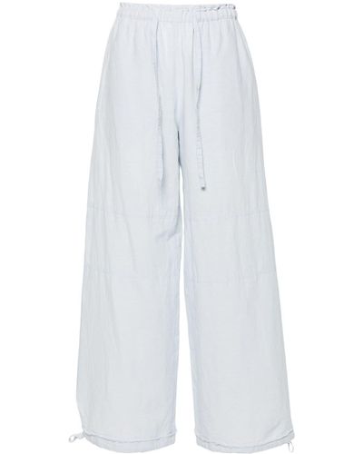 Acne Studios Embroidered-logo Wide-leg Trousers - White
