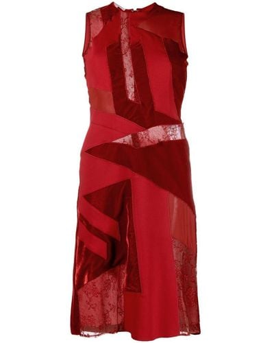 Stella McCartney Robe sans manches à design patchwork - Rouge