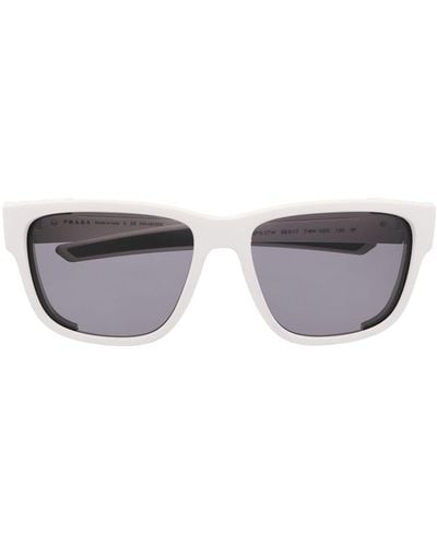 Prada Linea Rossa Sonnenbrille mit Logo - Weiß