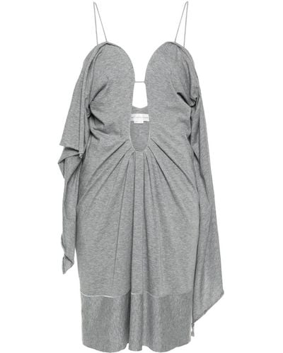 Victoria Beckham Boned-bodice Cotton Dress - Grey