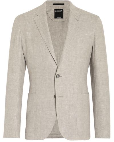 Zegna Blazer Met Enkele Rij Knopen - Naturel