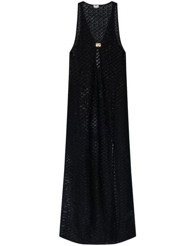 Ganni Opengewerkte Maxi-jurk - Zwart