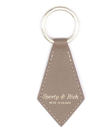 Sporty & Rich Logo-stamp Leather Keyring - White